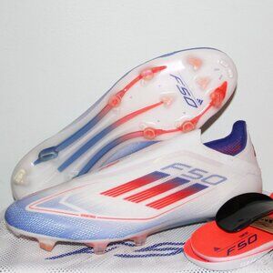 Adidas F50 Elite Laceless LL FG Soccer Cleats Mens 11.5 White Blue Red
